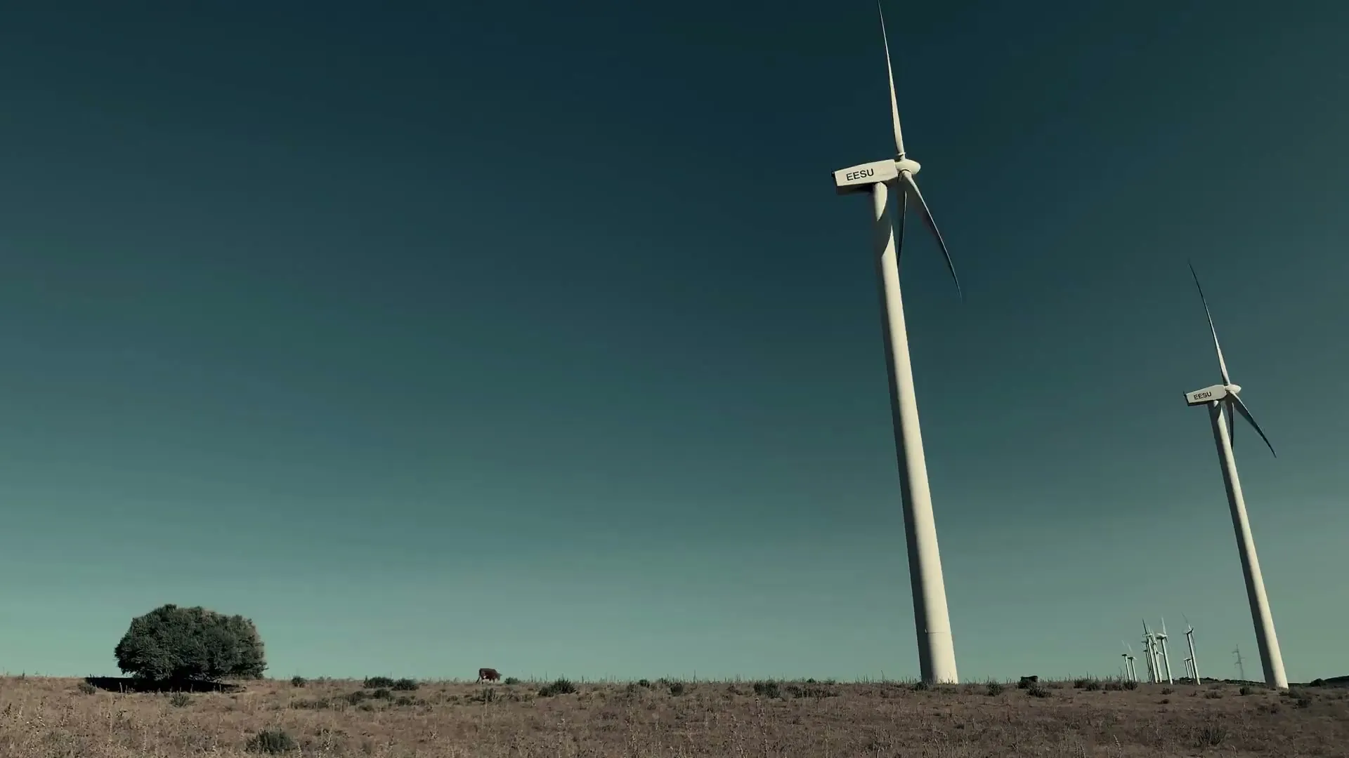 Wind turbines at an energy site